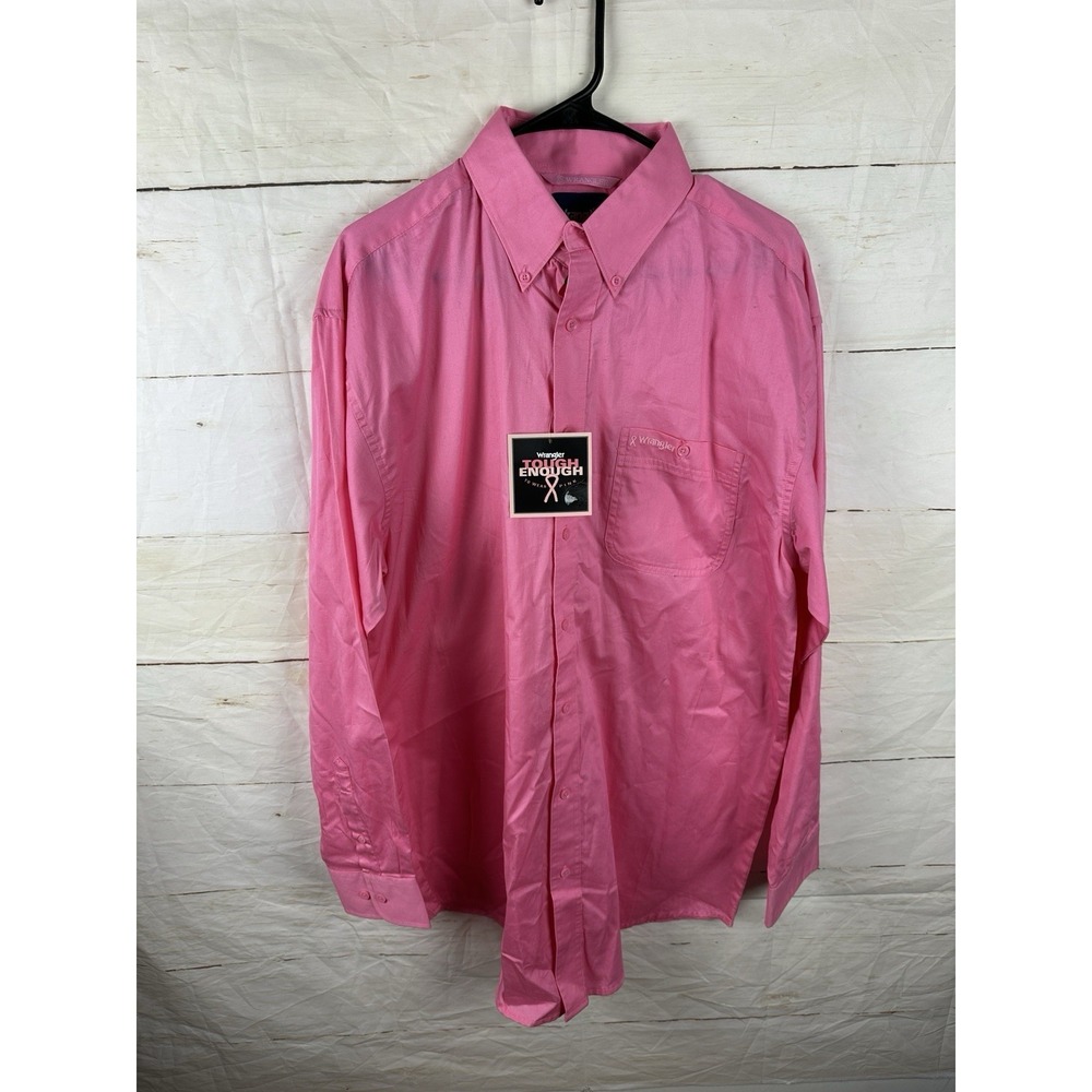 New Wrangler Pro Rodeo Pink‎ Tough Button Down Shirt Sz Large Tall LT NWT